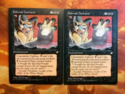 MTG 2 x Infernal Darkness Ice Age Lightly Played Condition Black Vintage!!! - Image 1