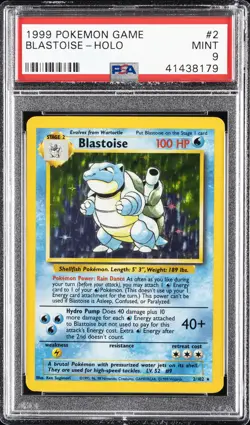 1999 POKEMON BASE SET UNLIMITED #2 BLASTOISE-HOLO PSA 9 - Image 1
