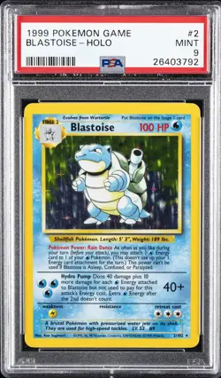 1999 POKEMON BASE SET UNLIMITED #2 BLASTOISE-HOLO PSA 9 - Image 1