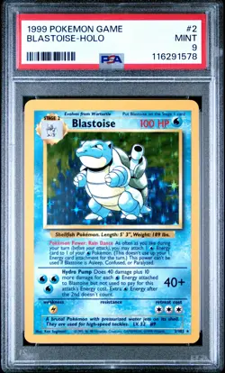1999 POKEMON BASE SET UNLIMITED #2 BLASTOISE-HOLO PSA 9 - Image 1