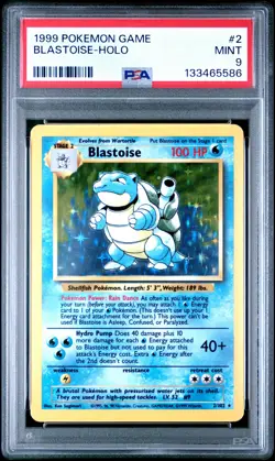 1999 POKEMON BASE SET UNLIMITED #2 BLASTOISE-HOLO PSA 9 - Image 1