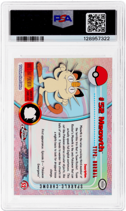 2000 Pokemon Topps Chrome Meowth Sparkle #52 PSA 7 - Image 2