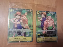 One Piece CCG Monkey.D.Luffy OP10-111 & Roronoa Zoro OP10-113 Promos New Sealed - Image 1