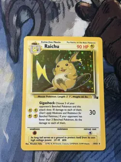 Pokemon TCG Raichu Fossil Holo Rare Card 14/62 Unlimited MP - Image 1