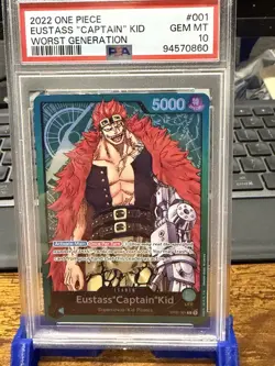 One Piece Eustass Captain Kid ST02-001 Leader Foil Card NM+ Condition, PSA 10 - Image 1