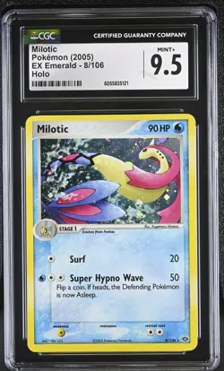 CGC 9.5 MINT+ Milotic 2005 EX Emerald 8/106 Holo Pokemon Card - Image 1