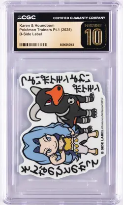 2025 POKEMON TRAINERS PT. 1 B-SIDE LABEL KAREN & HOUNDOOM CGC 10 PERFECT - Image 1