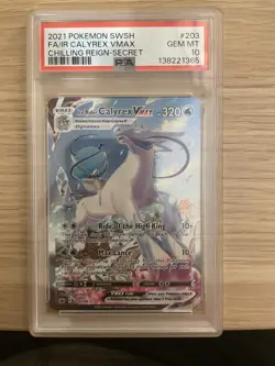 PSA 10 Ice Rider Calyrex VMAX 203/198 Alternate Art Chilling Reign Pokemon Card - Image 1