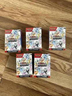 Lot of 5 Pokemon TCG Prismatic Evolutions Booster Bundle New & Sealed - In Hand - Image 1