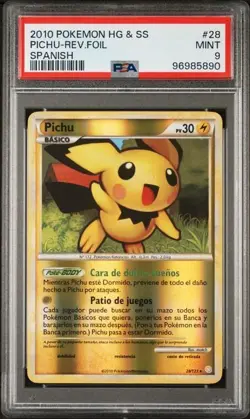 *POP 3* PSA 9 Pichu 2010 Pokemon Heartgold & Soulsilver Spanish #28 Rev Holo - Image 1