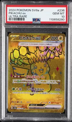 2024 POKEMON JPN SV8A-TERASTAL FEST EX ULTRA RARE #236 PIKACHU EX PSA 10 - Image 1