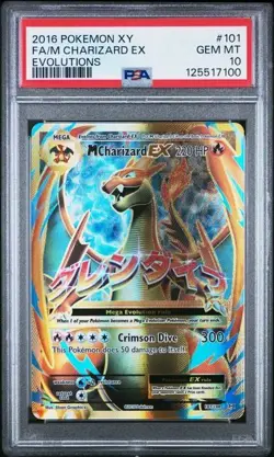 2016 Pokemon XY Evolutions M Charizard EX Full Art Card 101/108 Graded PSA 10 - Image 1