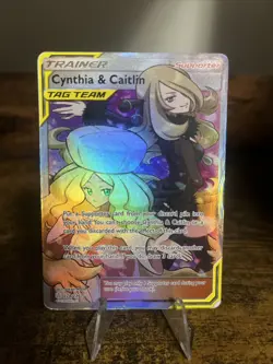 Pokemon TCG Cynthia & Caitlin Full Art Holo Card 228/236 Sm-Cosmic Eclipse - Image 1