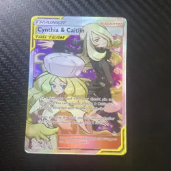Cynthia & Caitlin Full Art Trainer Tag Team card 228/236 Cosmic Eclipse LP - Image 1