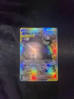 Pokemon TCG Cosmic Eclipse Cynthia & Caitlin Full Art Rare Card 228/236 Tag Team - Image 1