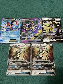 5 Jumbo Pokemon Cards Oversized Silvally X2, Lunala, Dusk Mane, Ash Greninja - Image 1