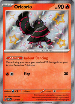 Oricorio - 113/091 - Pokemon Paldean Fates Shiny Rare Card NM - Image 1