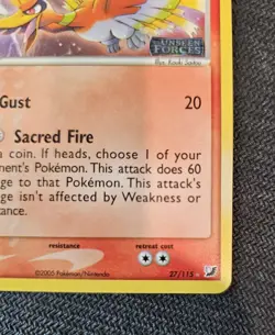 Pokemon Ho-Oh 27/115 Ex Unseen Forces Holo Stamped. Near Mint. - Image 2