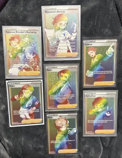 Pokemon Rainbow Rare Trainer Lot - 8 Full Art Supporters - NM/M - Image 1