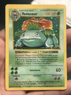 Pokemon TCG Venusaur 15/102 Base Set 1999 Holo Rare Shadowless- MP - Image 1