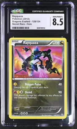 CGC 8.5 Rayquaza 2012 Dragons Exalted 128/124 Secret Rare Holo Pokemon Card - Image 1