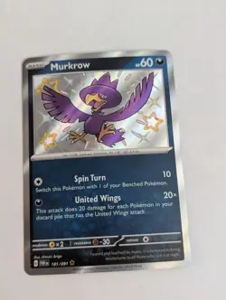Pokemon TCG - Murkrow - SV: Paldean Fates 181/091 Free Shipping NM Shiny Rare! - Image 1