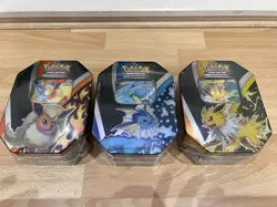 Pokemon Eevee Evolution Tin Set Vaporeon V, Jolteon V & Flareon V - NEW SEALED - Image 1