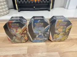 Pokemon Eevee Evolution Tin Set Vaporeon V, Jolteon V & Flareon V - NEW SEALED - Image 2