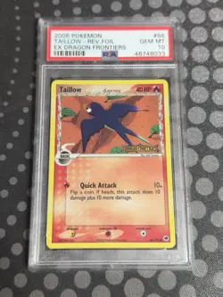 2006 Pokemon EX Dragon Frontiers Taillow #66 Reverse Holo Stamp PSA 10 pop 22 - Image 1