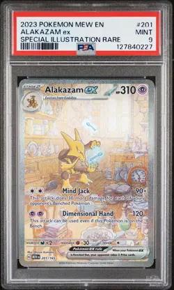 2023 POKEMON MEW EN-151 SPECIAL ILLUSTRATION RARE #201 ALAKAZAM EX PSA 9 - Image 1