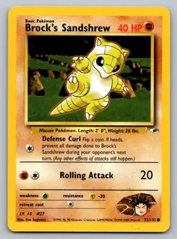 Pokemon TCG Gym Heroes Brock's Sandshrew (71) 071/132 - Image 1