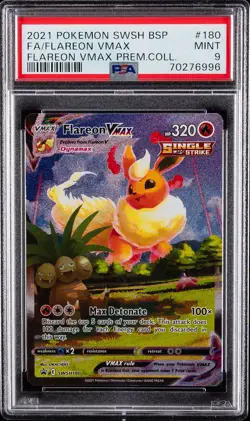 2021 POKEMON SWSH BLACK STAR PROMO #180 FULL ART/FLAREON VMAX PSA 9 - Image 1