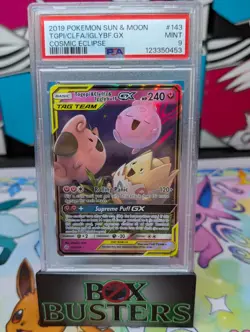 Pokemon Togepi & Cleffa & Igglybuff GX 143/236 Sm-Cosmic Eclipse Holo PSA 9 - Image 1