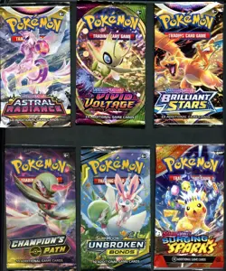 POKEMON EMPTY TCG BOOSTER PACK FOILS JOB LOT x 6 CHARIZARD - Image 1