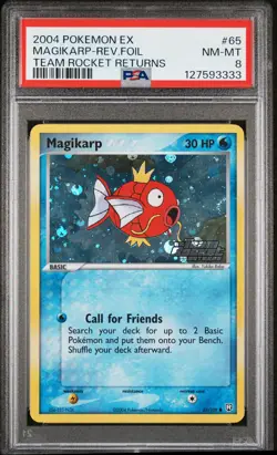 2004 POKEMON EX TEAM ROCKET RETURNS #65 MAGIKARP-REVERSE FOIL PSA 8 - Image 1