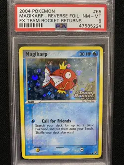 2004 Pokemon EX Team Rocket Returns Magikarp Reverse Foil 65/109 PSA 8 NM-MT - Image 1