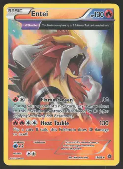 Entei 15/98 Reverse Holo Rare Pokemon TCG XY - Ancient Origins LP - Image 1