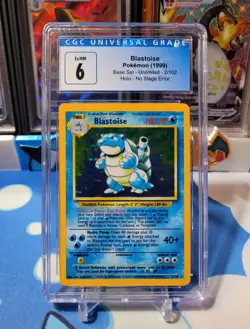 Pokemon 1999 Blastoise Holo NO STAGE ERROR Base Set Unlimited CGC 6 *VERY RARE* - Image 1