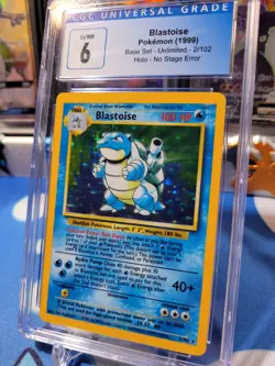 Pokemon 1999 Blastoise Holo NO STAGE ERROR Base Set Unlimited CGC 6 *VERY RARE* - Image 2