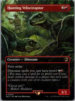 Hunting Velociraptor Rare Regular 0004 Borderless | REX Jurassic Park | MTG - Image 1