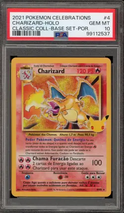 Pokemon Charizard Celebrations Classic Coll. PORTUGUESE Holo Rare #4 PSA 10 - Image 1