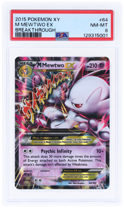 2015 Pokemon XY Breakthrough Psychic Infinity M Mewtwo Ex #64 PSA 8 - Image 1