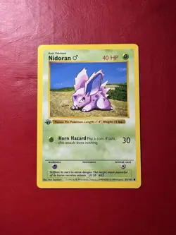 Nidoran 55/102 Shadowless 1st Edition Base Set Pokemon Card MP - Image 1