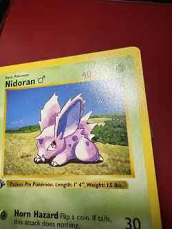 Nidoran 55/102 Shadowless 1st Edition Base Set Pokemon Card MP - Image 4