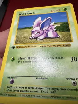 Nidoran 55/102 Shadowless 1st Edition Base Set Pokemon Card MP - Image 5