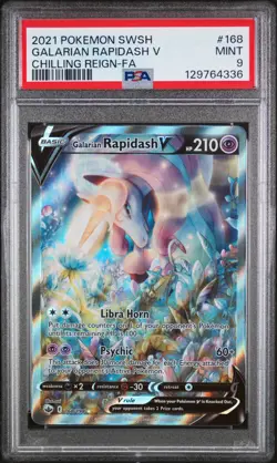 2021 POKEMON SWORD & SHIELD CHILLING REIGN #168 GALARIAN RAPIDASH V PSA 9 - Image 1