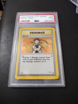 Pokemon TCG Brock Gym Heroes Holo Unlimited Rare Card 15/132 Vintage 2000 PSA 9 - Image 1