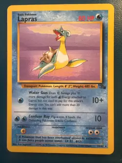 Pokemon Lapras 25/62 Fossil Regular Rare - LIGHT PLAY - Image 1