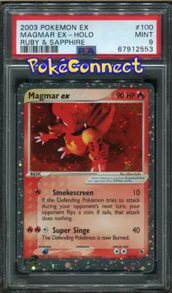 PSA 9 Pokemon Magmar ex Ruby & Sapphire 100/109 Holo Card - Image 1