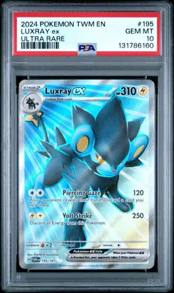 Pokemon TCG Luxray ex 195/167 2024 Twilight Masquerade Ultra Rare Card - PSA 10 - Image 1